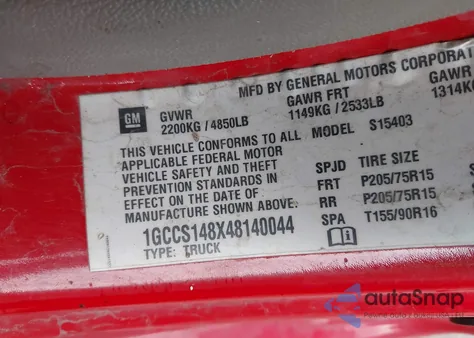 2004 Chevrolet Colorado из США, поврежденный, VIN 1GCCS148X48140044